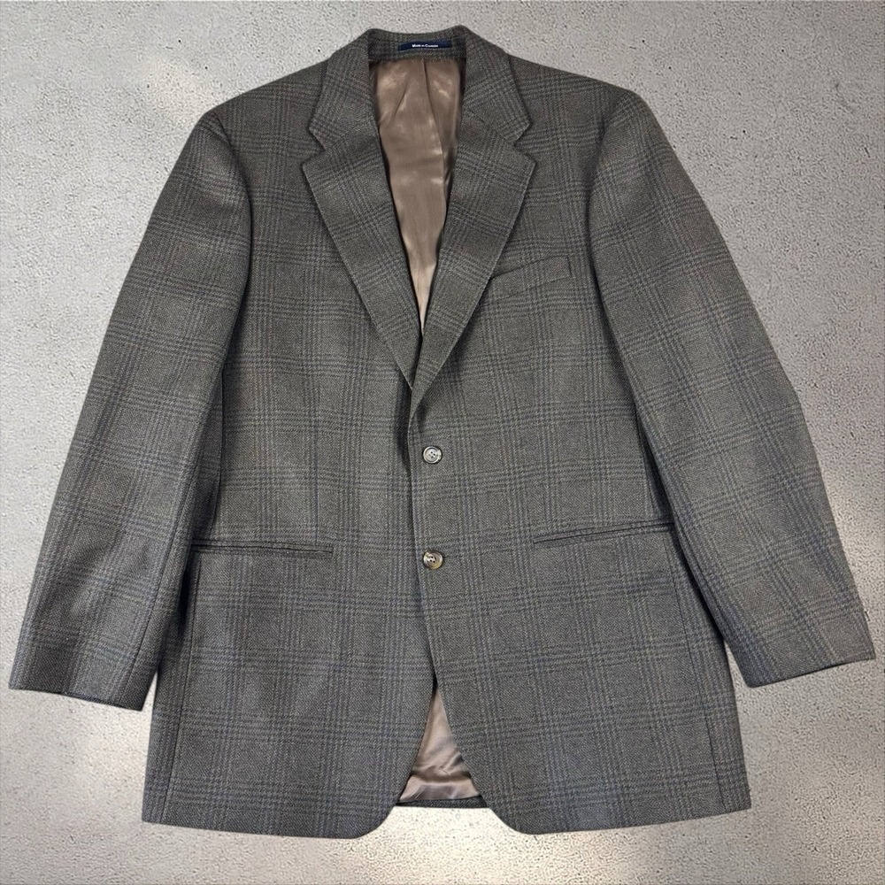 VTG Polo Ralph Lauren University Club Glen Check Plaid Wool Tweed Blazer 42L